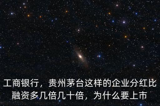 工商銀行，貴州茅臺(tái)這樣的企業(yè)分紅比融資多幾倍幾十倍，為什么要上市