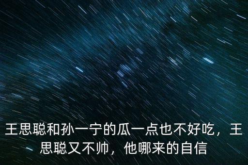 王思聰和孫一寧的瓜一點(diǎn)也不好吃，王思聰又不帥，他哪來的自信