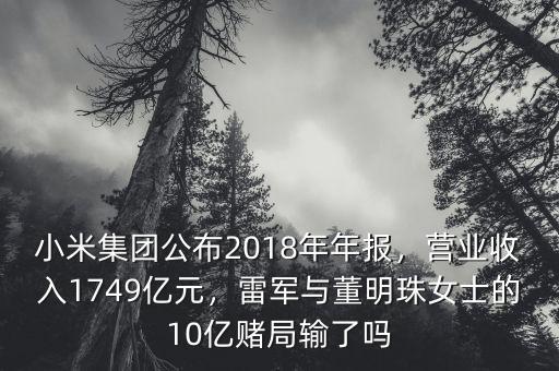 小米集團(tuán)公布2018年年報，營業(yè)收入1749億元，雷軍與董明珠女士的10億賭局輸了嗎