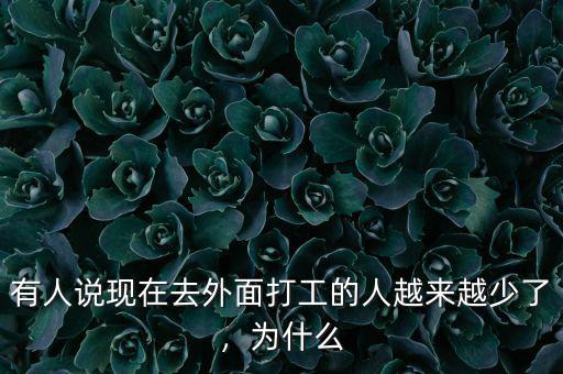 有人說(shuō)現(xiàn)在去外面打工的人越來(lái)越少了，為什么