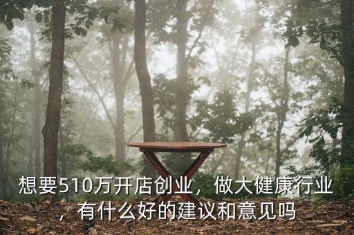 想要510萬開店創(chuàng)業(yè)，做大健康行業(yè)，有什么好的建議和意見嗎
