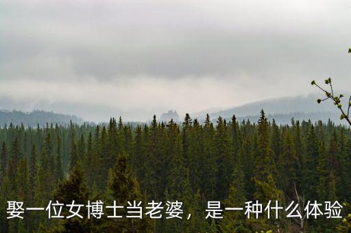 娶一位女博士當(dāng)老婆，是一種什么體驗(yàn)