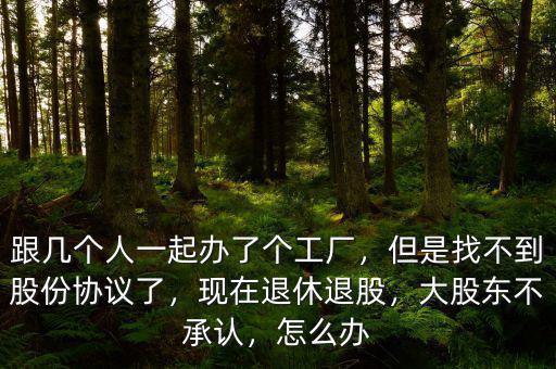 跟幾個(gè)人一起辦了個(gè)工廠，但是找不到股份協(xié)議了，現(xiàn)在退休退股，大股東不承認(rèn)，怎么辦