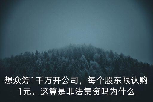 想眾籌1千萬開公司，每個(gè)股東限認(rèn)購1元，這算是非法集資嗎為什么