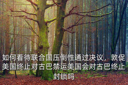 如何看待聯(lián)合國壓倒性通過決議，敦促美國終止對古巴禁運美國會對古巴終止封鎖嗎