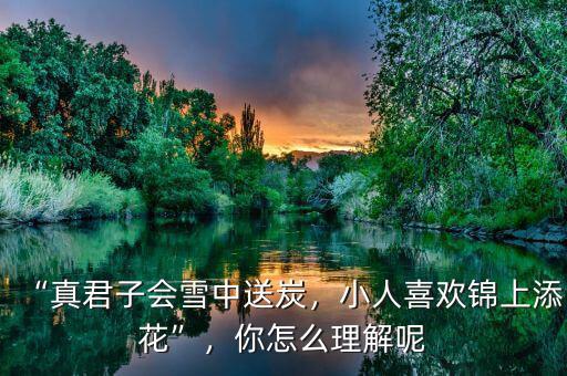“真君子會雪中送炭，小人喜歡錦上添花”，你怎么理解呢