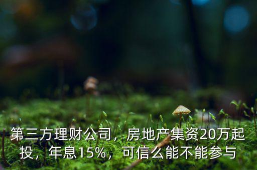 第三方理財(cái)公司，房地產(chǎn)集資20萬起投，年息15%，可信么能不能參與