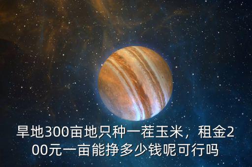旱地300畝地只種一茬玉米，租金200元一畝能掙多少錢(qián)呢可行嗎