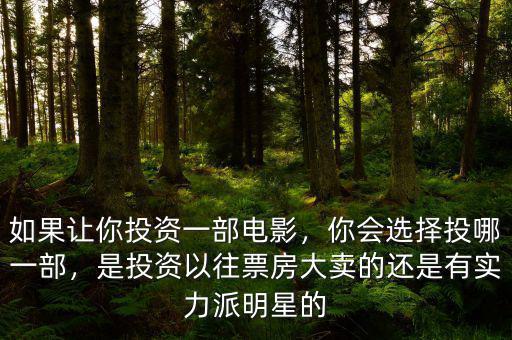 如果讓你投資一部電影，你會選擇投哪一部，是投資以往票房大賣的還是有實力派明星的