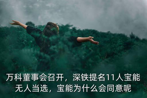 萬科董事會召開，深鐵提名11人寶能無人當選，寶能為什么會同意呢