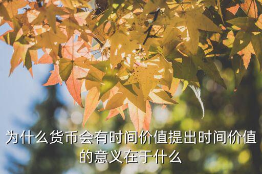 為什么貨幣價值,為什么貨幣會有時間價值