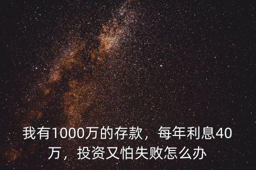 我有1000萬(wàn)的存款，每年利息40萬(wàn)，投資又怕失敗怎么辦