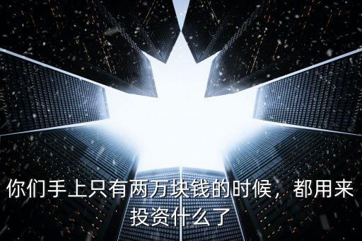 你們手上只有兩萬(wàn)塊錢的時(shí)候，都用來(lái)投資什么了