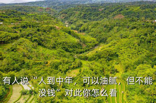 有人說“人到中年，可以油膩，但不能沒錢”對此你怎么看