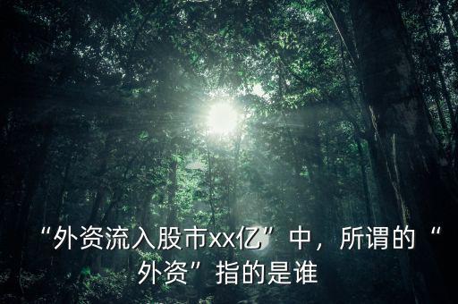 “外資流入股市xx億”中，所謂的“外資”指的是誰