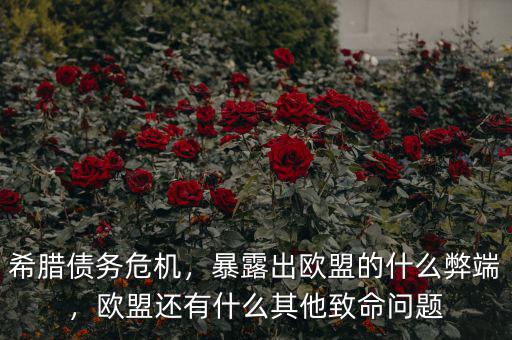 希臘債務危機，暴露出歐盟的什么弊端，歐盟還有什么其他致命問題