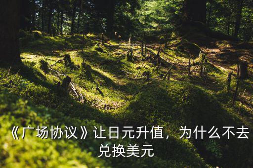 《廣場協(xié)議》讓日元升值，為什么不去兌換美元