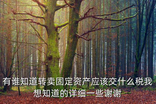 有誰(shuí)知道轉(zhuǎn)賣固定資產(chǎn)應(yīng)該交什么稅我想知道的詳細(xì)一些謝謝