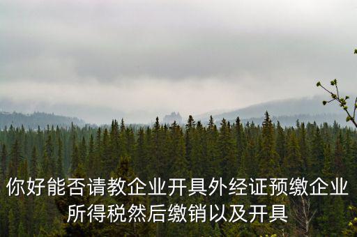 你好能否請(qǐng)教企業(yè)開具外經(jīng)證預(yù)繳企業(yè)所得稅然后繳銷以及開具