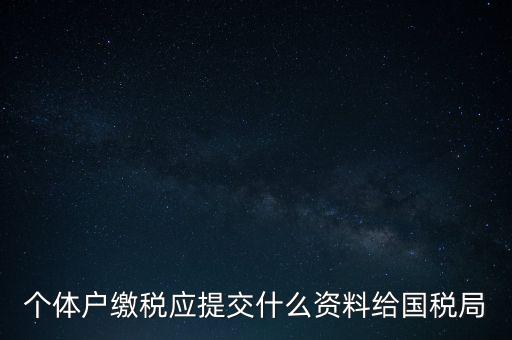 個(gè)體戶(hù)核稅什么材料，個(gè)體戶(hù)繳稅應(yīng)提交什么資料給國(guó)稅局