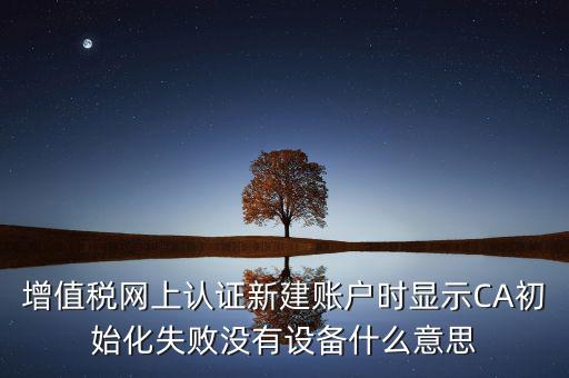 增值稅網(wǎng)上認(rèn)證新建賬戶時(shí)顯示CA初始化失敗沒有設(shè)備什么意思