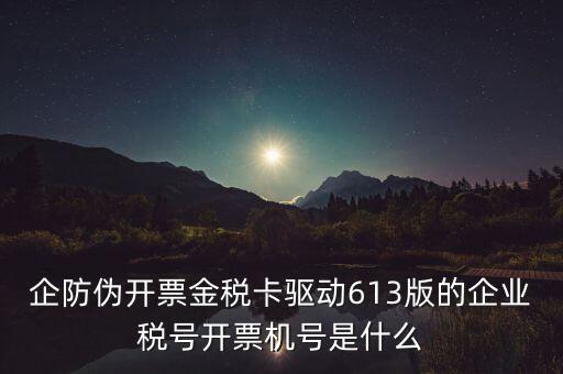 金稅盤(pán)企業(yè)稅號(hào)是什么，企防偽開(kāi)票金稅卡驅(qū)動(dòng)613版的企業(yè)稅號(hào)開(kāi)票機(jī)號(hào)是什么