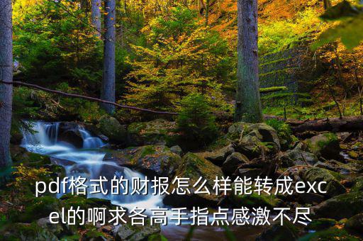 什么是財報自動轉(zhuǎn)換工具，pdf格式的財報怎么樣能轉(zhuǎn)成excel的啊求各高手指點(diǎn)感激不盡