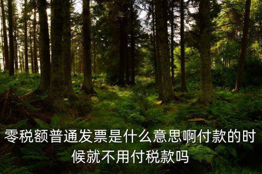 什么叫0稅率發(fā)票，零稅額普通發(fā)票是什么意思啊付款的時候就不用付稅款嗎