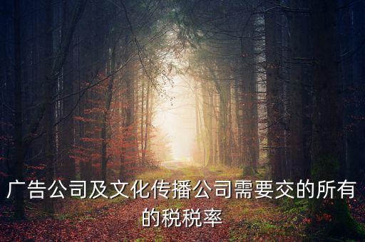 廣告公司交什么稅，廣告公司及文化傳播公司需要交的所有的稅稅率