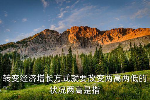 什么是兩提高兩降低，轉(zhuǎn)變經(jīng)濟(jì)增長方式就要改變兩高兩低的狀況兩高是指