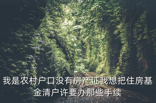 地稅清戶需要什么資料，我是農(nóng)村戶口沒有房產(chǎn)證我想把住房基金清戶許要辦那些手續(xù)
