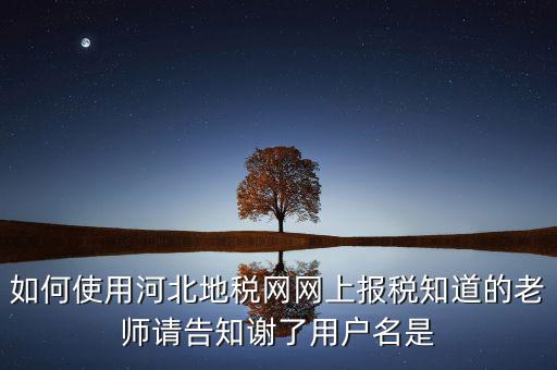 河北省地稅用戶名是什么，地稅網(wǎng)上申報(bào)如何操作
