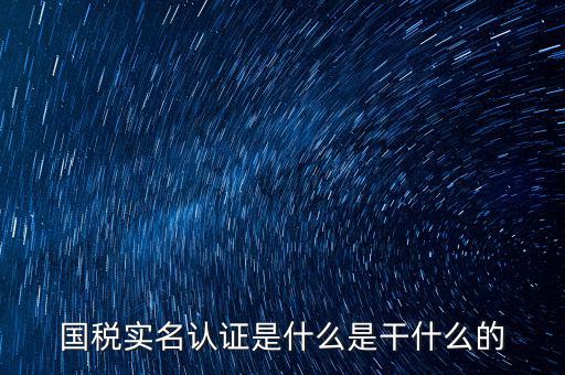 國(guó)稅實(shí)名采集做什么用，國(guó)稅實(shí)名認(rèn)證是什么是干什么的