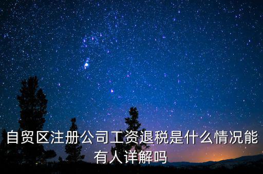 自貿區(qū)注冊公司工資退稅是什么情況能有人詳解嗎