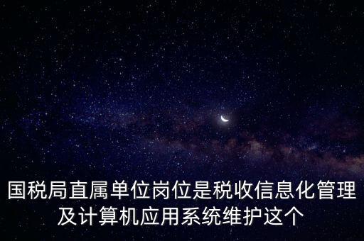 國(guó)稅局直屬單位崗位是稅收信息化管理及計(jì)算機(jī)應(yīng)用系統(tǒng)維護(hù)這個(gè)