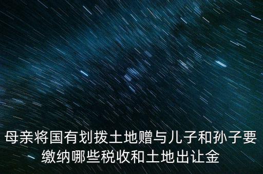 土地贈送要交什么稅，母親將國有劃撥土地贈與兒子和孫子要繳納哪些稅收和土地出讓金