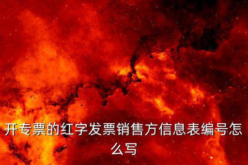 開專票的紅字發(fā)票銷售方信息表編號(hào)怎么寫