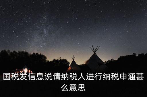 國(guó)稅發(fā)信息說請(qǐng)納稅人進(jìn)行納稅申通甚么意思