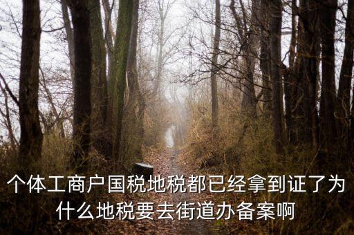 為什么要到國稅地稅備案，個體工商戶國稅地稅都已經(jīng)拿到證了為什么地稅要去街道辦備案啊