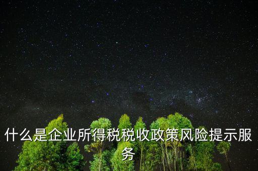 什么是企業(yè)所得稅稅收政策風險提示服務