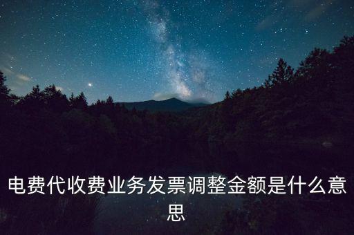 發(fā)票調(diào)試是什么意思，電費(fèi)代收費(fèi)業(yè)務(wù)發(fā)票調(diào)整金額是什么意思