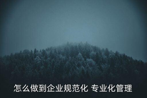 專業(yè)化公司如何管理，專業(yè)化企業(yè)的建議