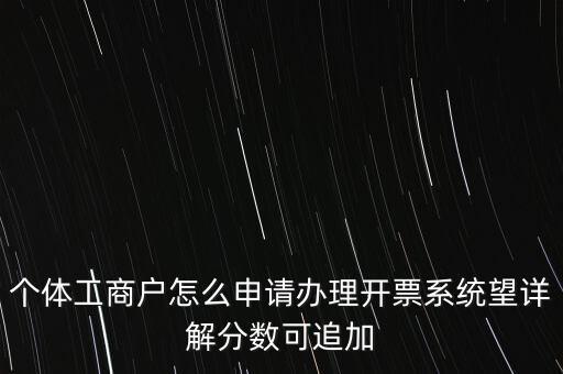 個(gè)體工商戶怎么申請辦理開票系統(tǒng)望詳解分?jǐn)?shù)可追加