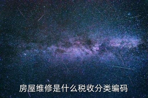 如何維護(hù)稅收分類編碼，房屋維修是什么稅收分類編碼