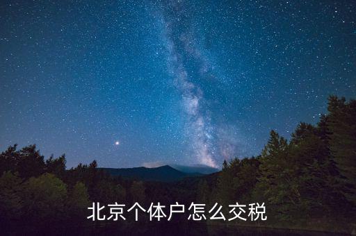 北京個體工商戶如何繳稅，北京個體戶怎么交稅