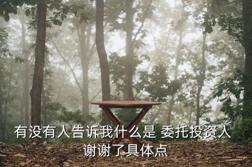 委托投資如何界定，有沒有人告訴我什么是 委托投資人 謝謝了具體點