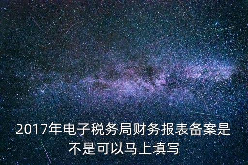 2017年電子稅務(wù)局財(cái)務(wù)報(bào)表備案是不是可以馬上填寫(xiě)