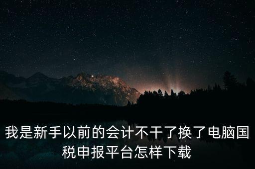 我是新手以前的會(huì)計(jì)不干了換了電腦國稅申報(bào)平臺怎樣下載