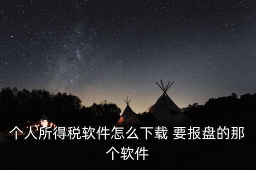 個人所得稅軟件怎么下載 要報盤的那個軟件