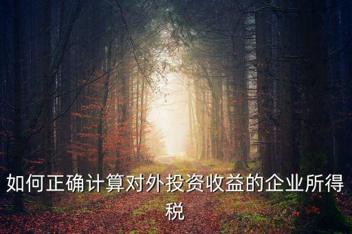 如何正確計(jì)算對外投資收益的企業(yè)所得稅